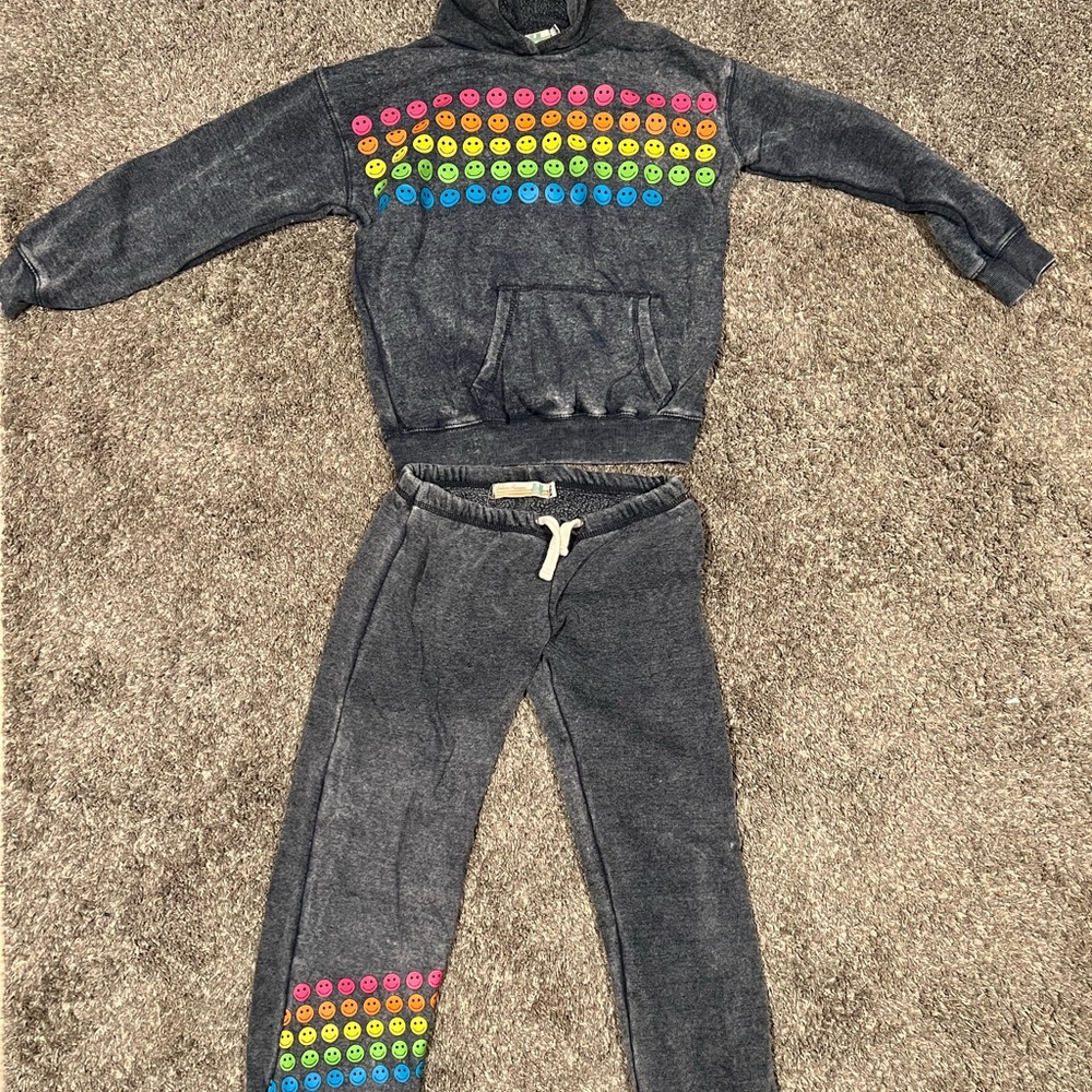 Vintage Havana Gray Smiley Face Kids Matching Set